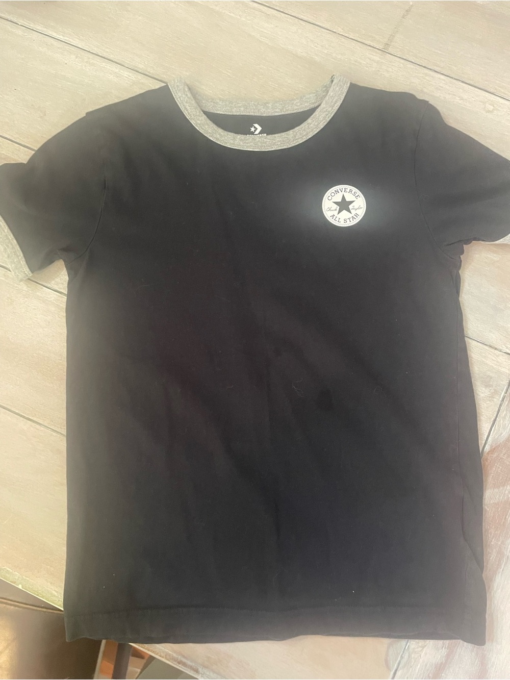 Converse Black Tee with Gray Contrast Trim and Star Patch